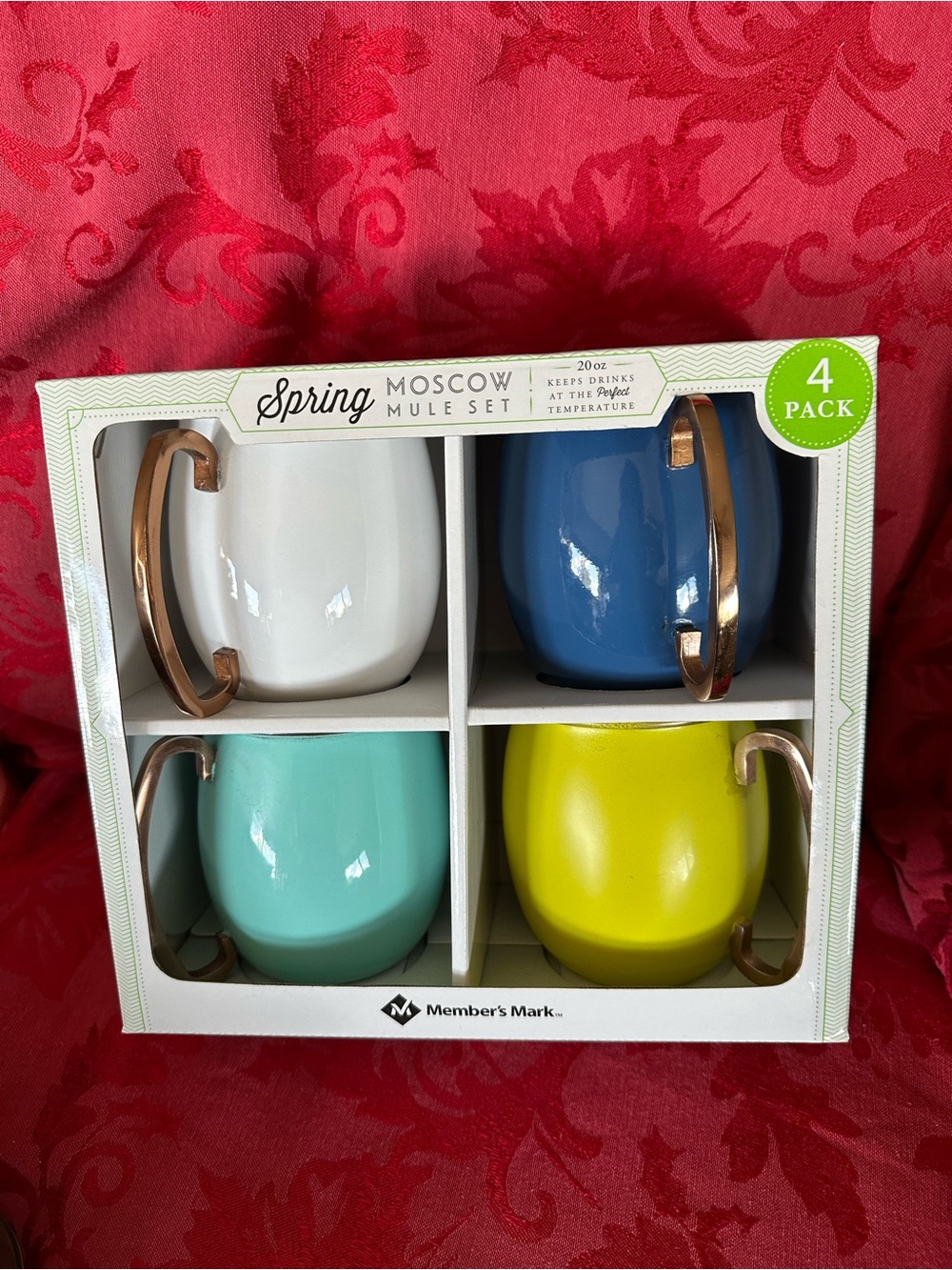 18/8 Stainless Steel Mugs Moscow Mule Set 4-Pack Colored Mugs